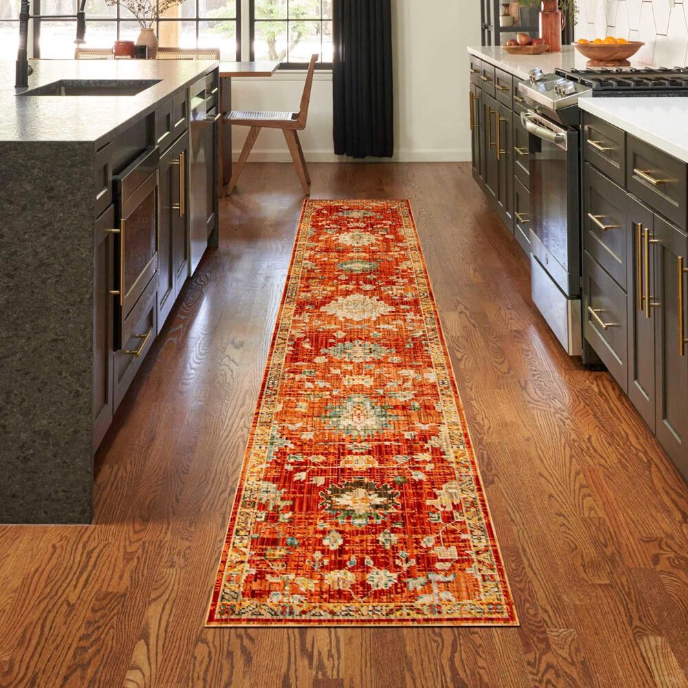 Nourison Antique Bloom Brick 2'4" x 12' Runner, , large