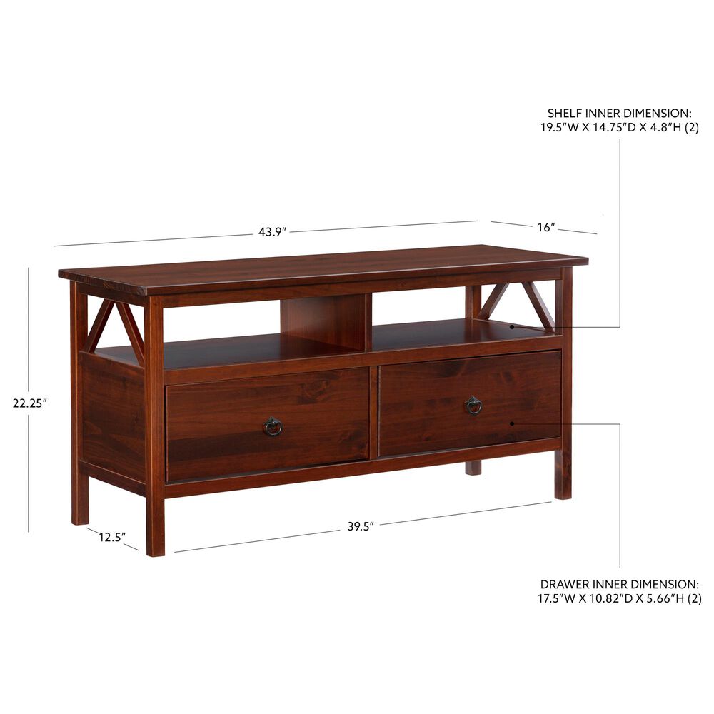 Linon Home Decor Titian Media Center in Antique Tobacco, , large