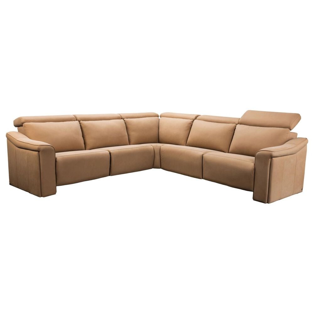 Elran Furniture Bennett 5-Piece Power Symmetrical Reclining Sectional with Power Headrests in Storm Wheat, , large