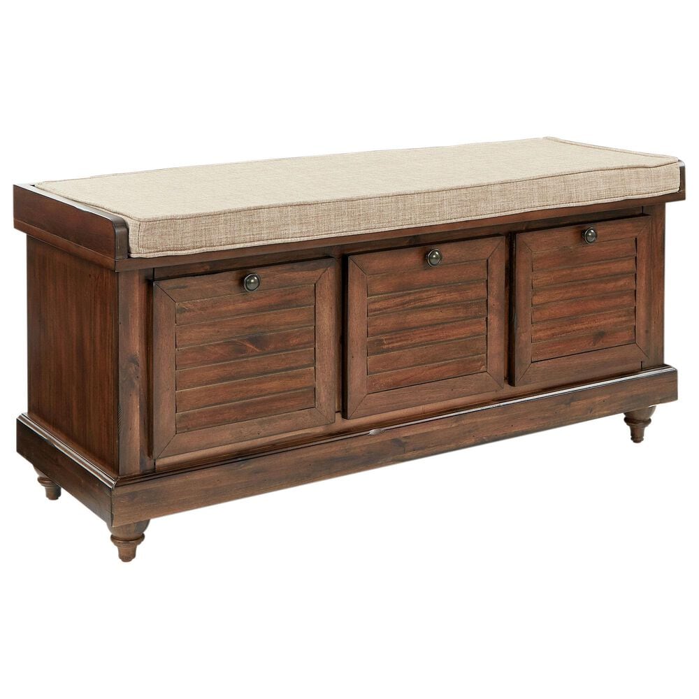 OSP Home Dover Storage Bench in Distressed Brown, , large