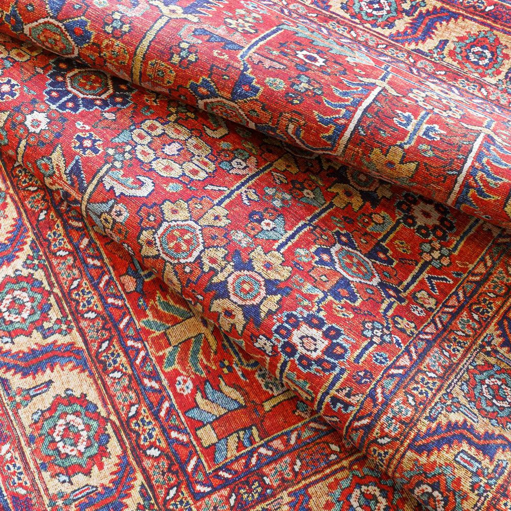 Surya Iris Burnt Orange, Dark Blue, Yellow, Light Pink, Oatmeal and Olive 2&#39;2&quot; x 3&#39;9&quot; Area Rug, , large