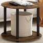 HOMLUX 2-Tier Round End Table in Amber Pine and Black, , large