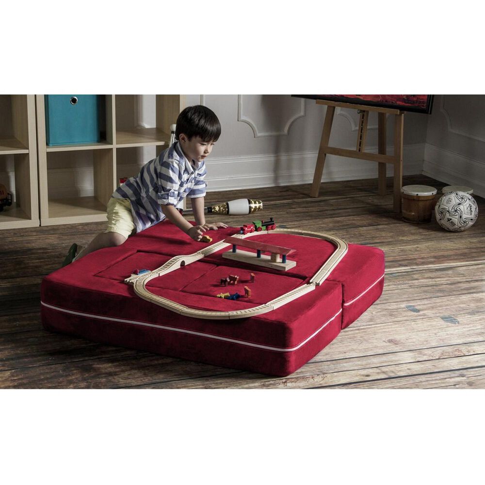 Jaxx Zipline Modular Kids Loveseat &amp; Ottomans in Cherry, , large