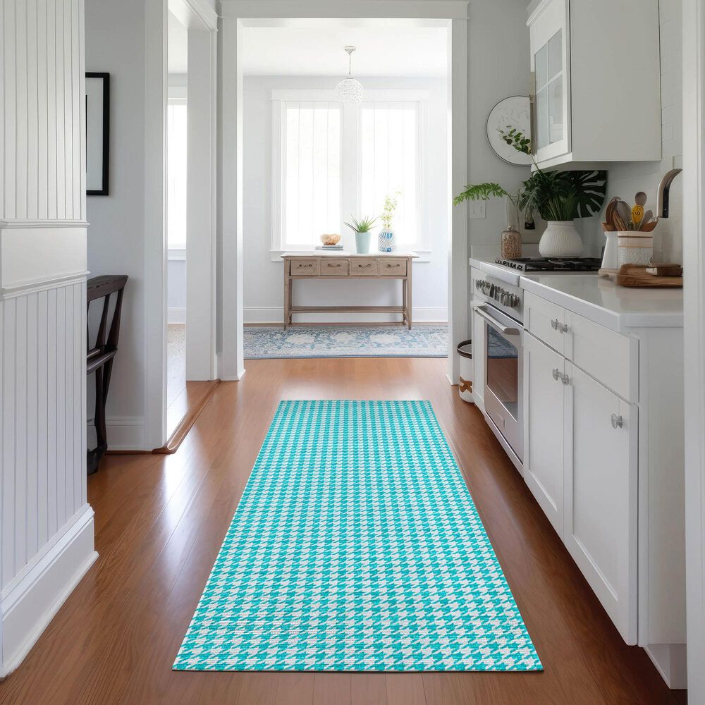 Dalyn Rug Company Hinton 2&#39;3&quot; x 10&#39; Aqua Indoor/Outdoor Runner, , large