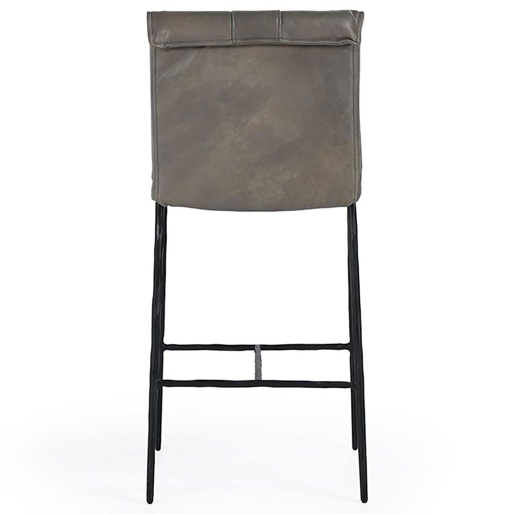 Classic Home Mayer Counter Stool with Pewter Gray Leather in Black, , large