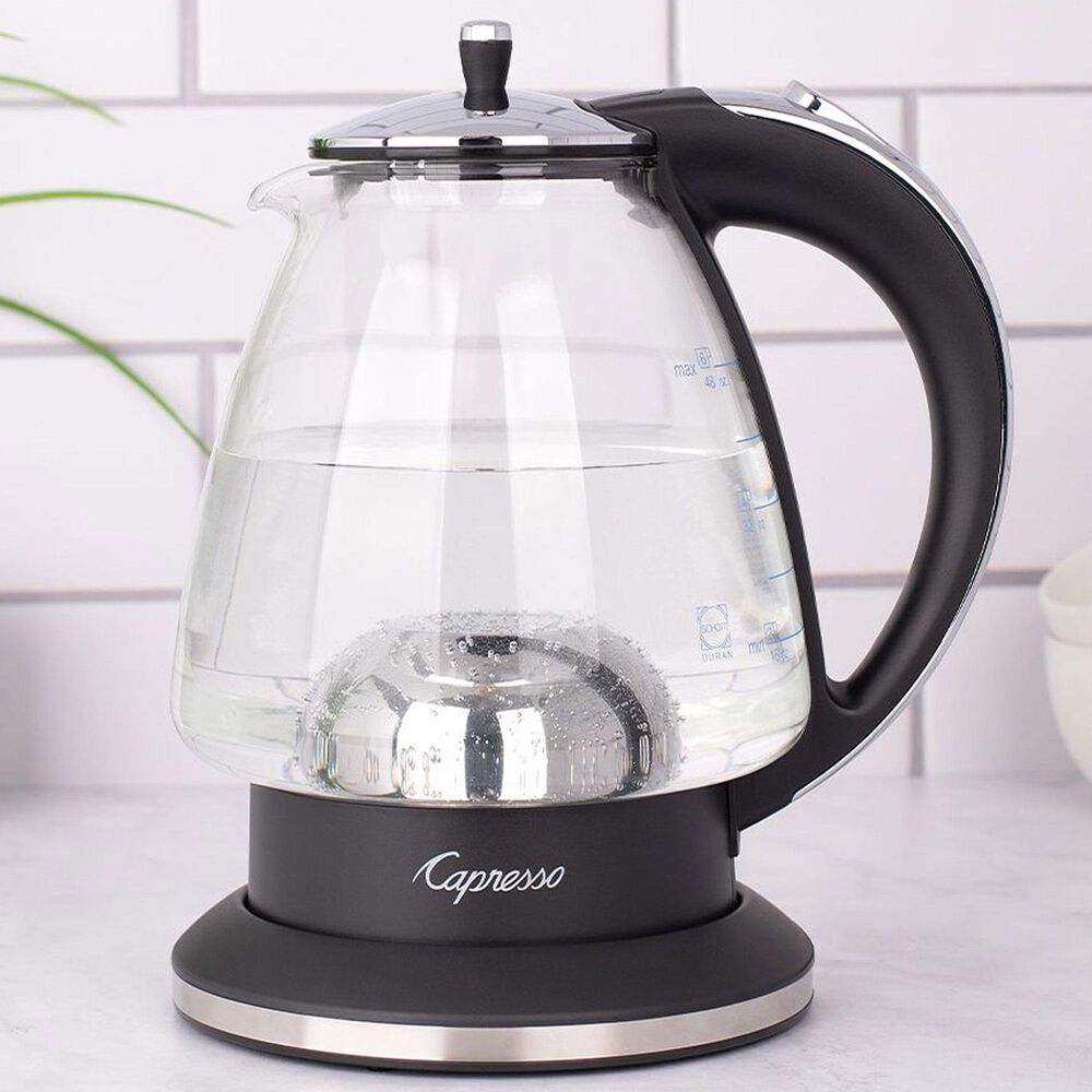 Jura H2O Glass 48 Oz Rapid Boil Kettle in Black and Polished Chrome, , large