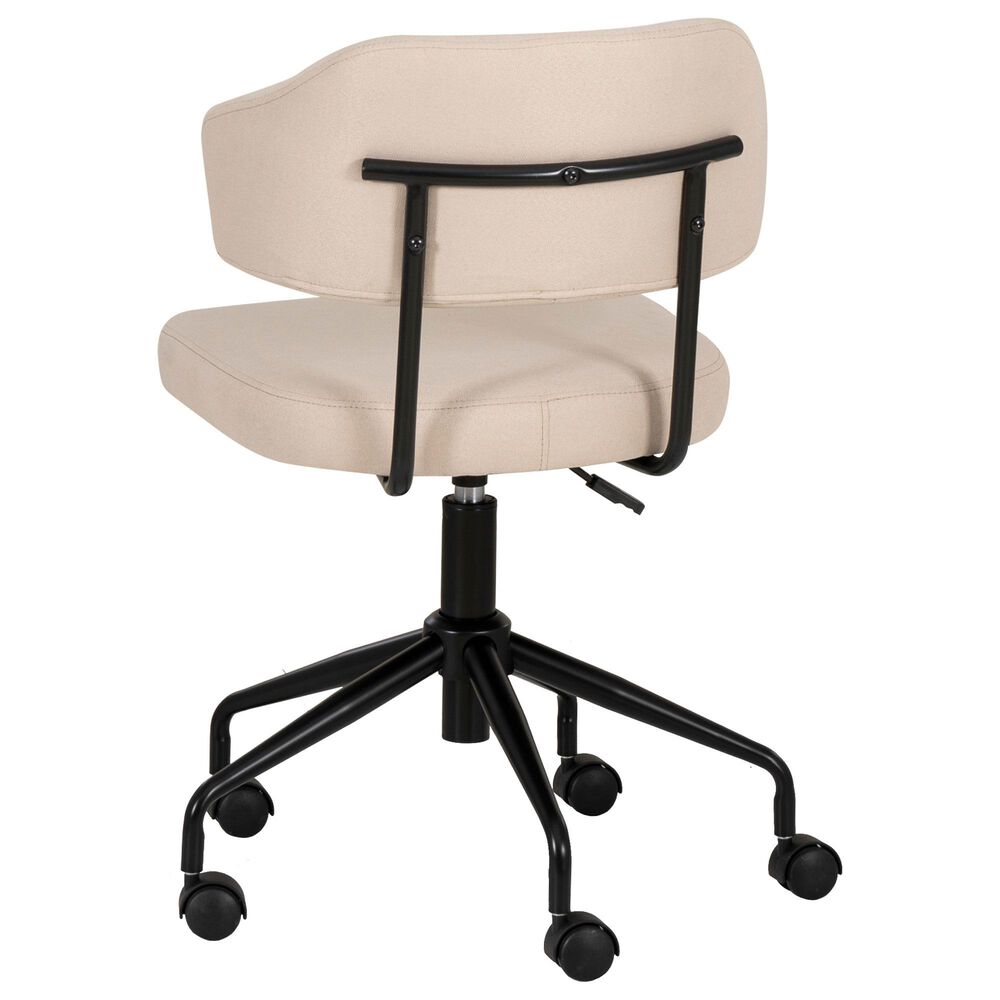 Linon Home Decor Tristan Swivel Office Chair with Beige Cushion in Black, , large