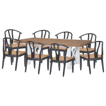 Legacy Classic Franklin 9-Piece Rectangle Dining Set in Harvest Oak, Black and Natural White, , large