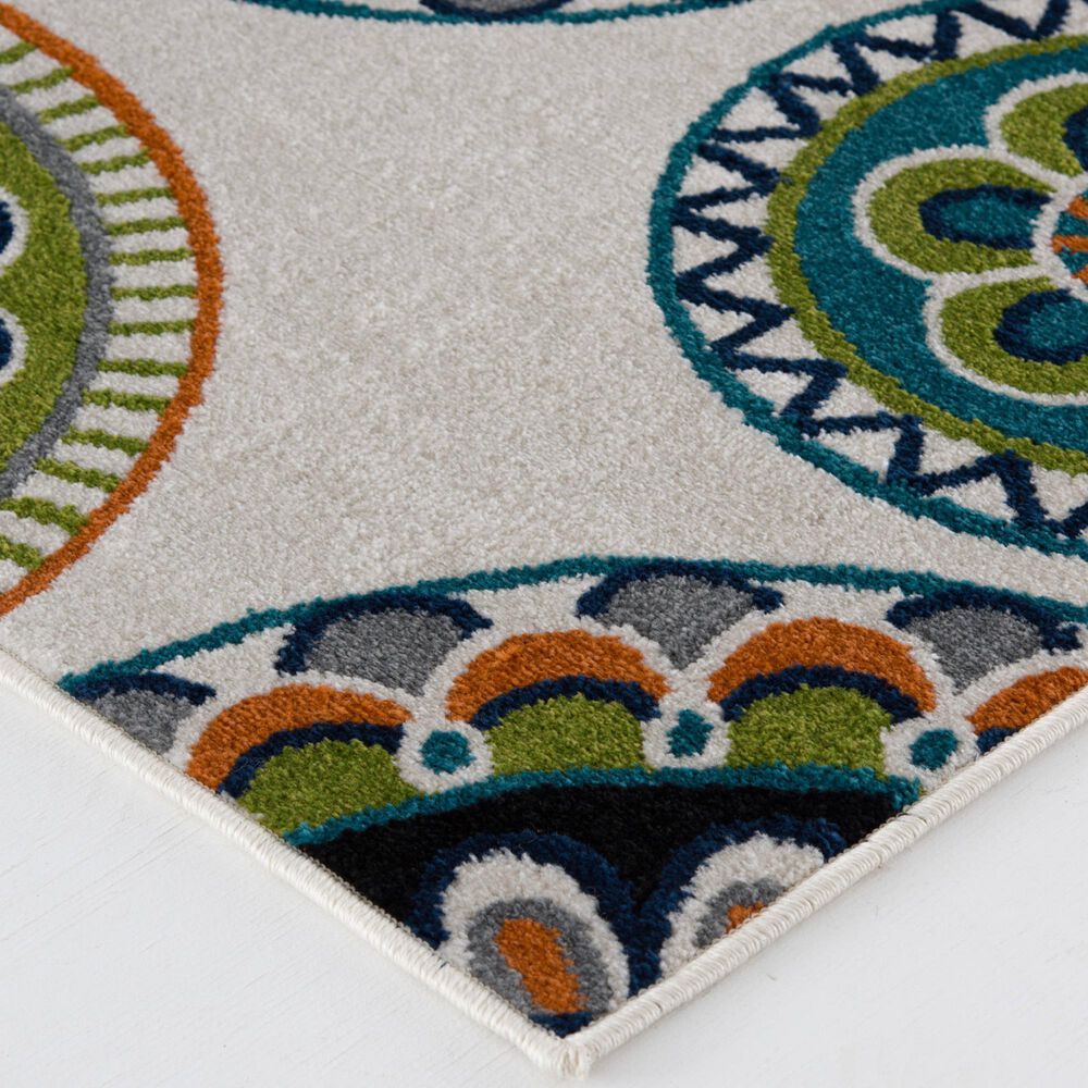 Central Oriental Terrace Tropic Burnette 9&#39;10&quot; x 12&#39;10&quot; Snow and Multicolor Area Rug, , large