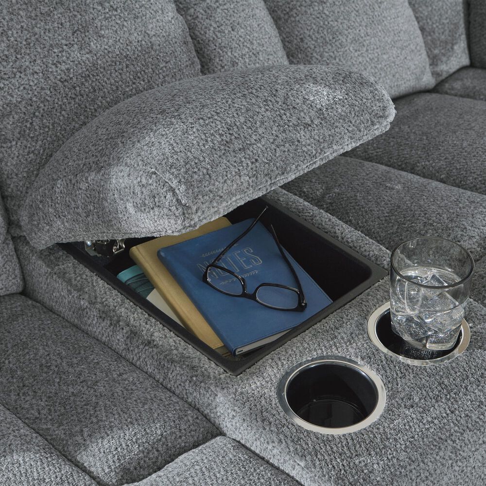 Ashley Tip-Off Power Reclining Loveseat in Slate, , large