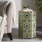 Hearth and Haven Galore 14" Outdoor Hexagon Metal Side Table with Sunburst Cut Out Design in Green, , large