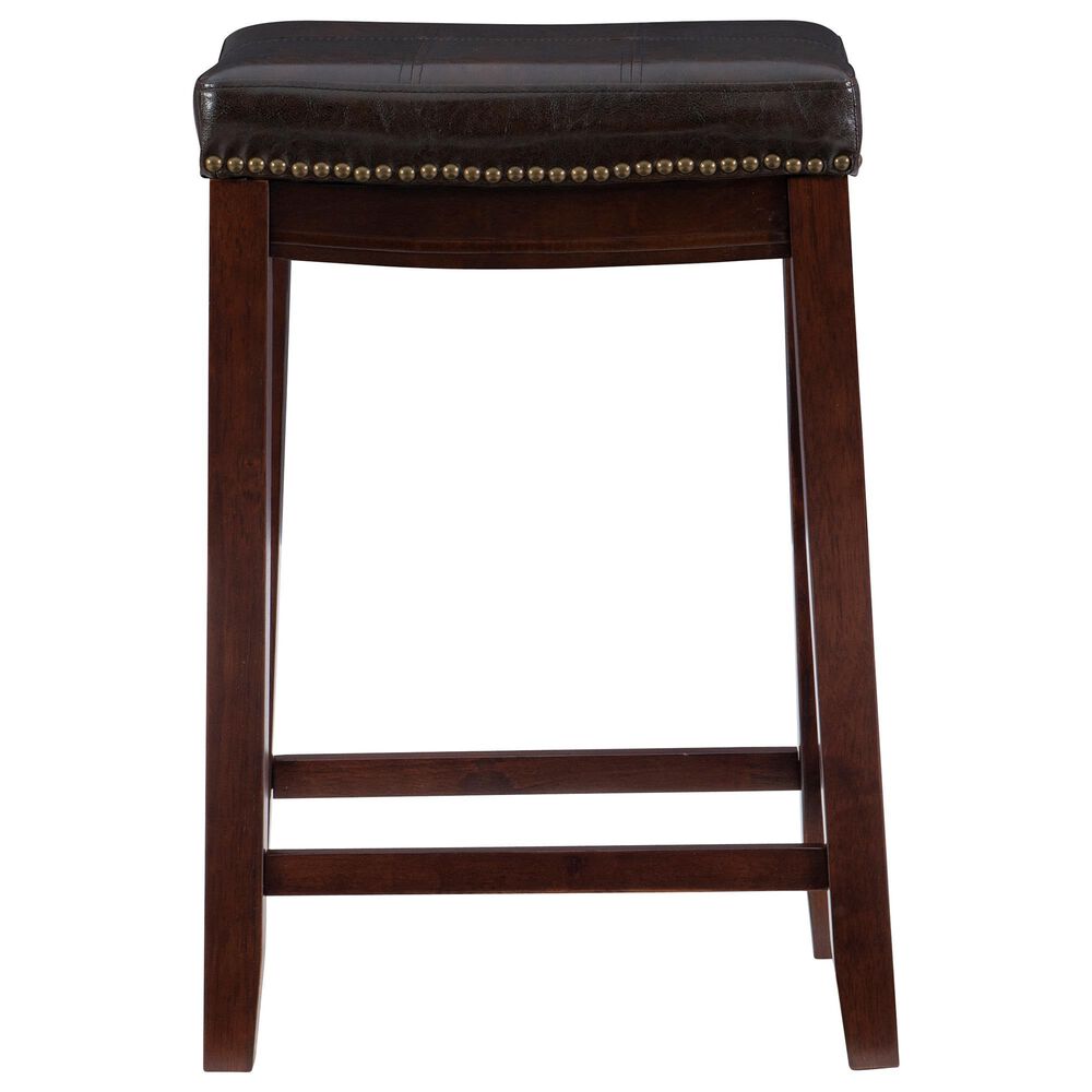 Linon Home Decor Claridge Counter Stool with Brown Cushion in Dark Brown, , large