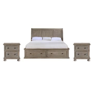Davis International King Storage Bed and Two Nightstands in Taupe, , large