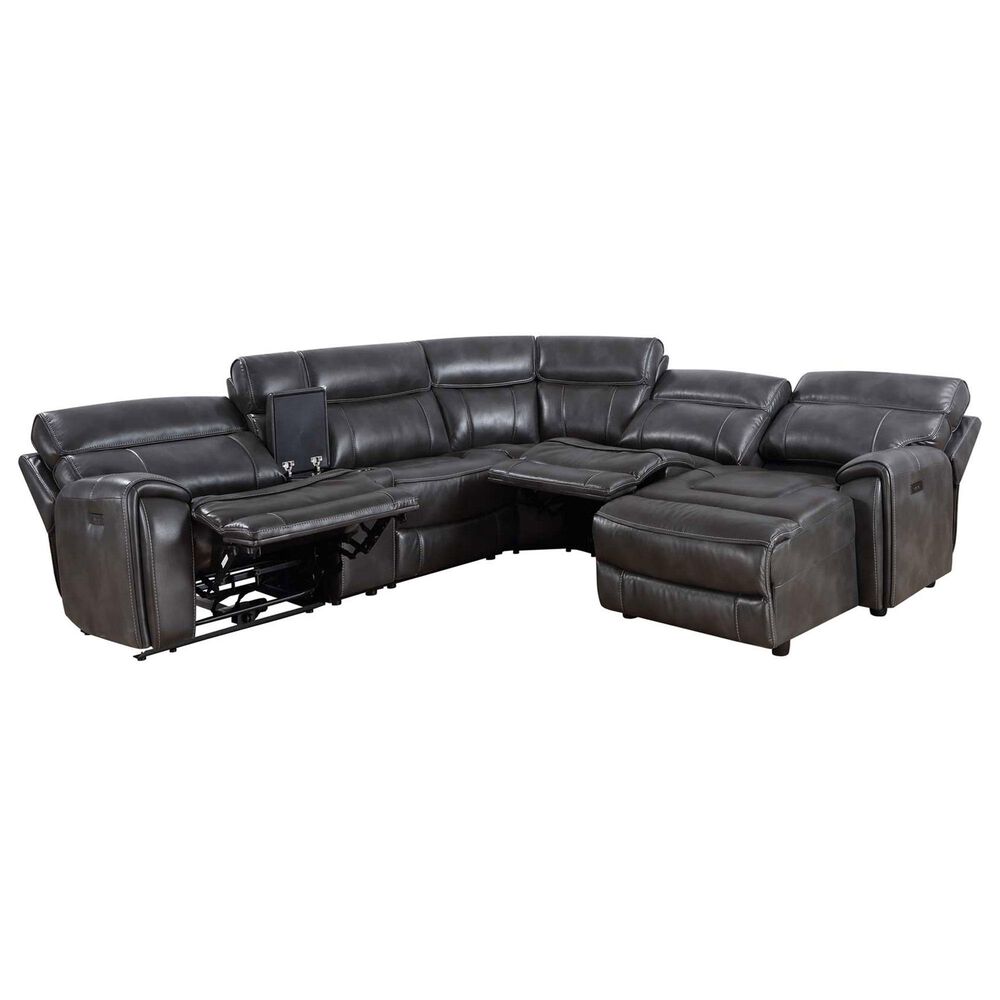 Steve Silver Provo 6-Piece Dual Power Chaise Sectional in Smoked Grey, , large