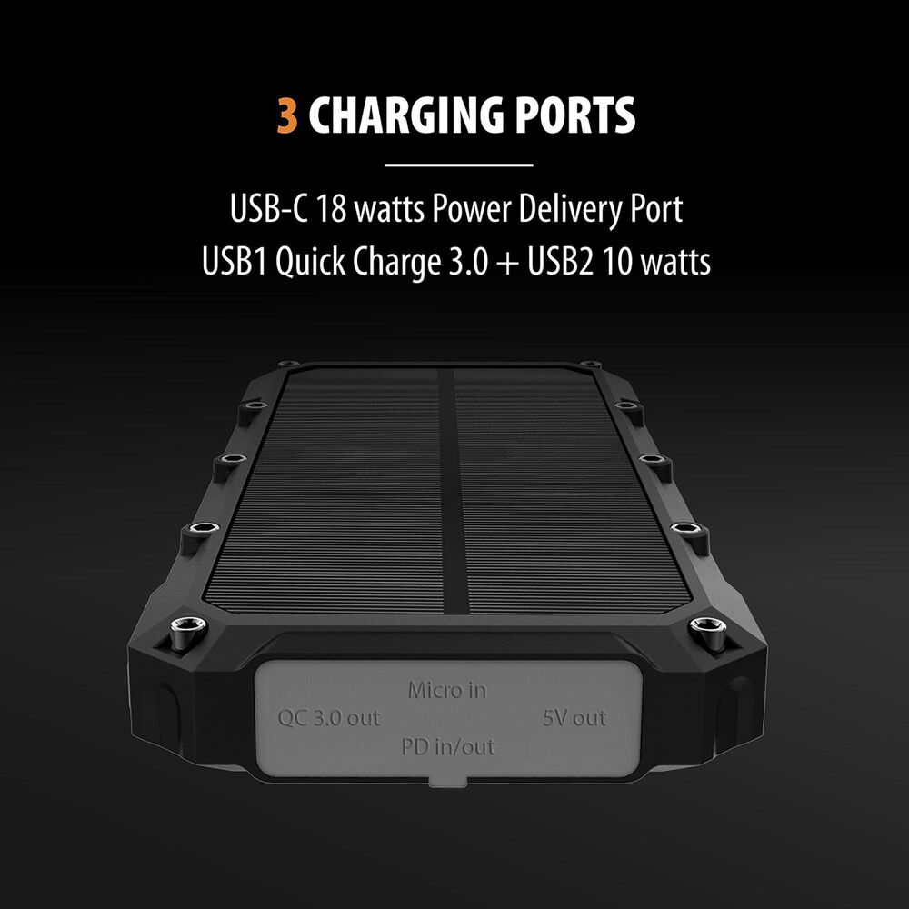 ToughTested 10000 Mah Solar Charger and Wireless Portable Power Bank