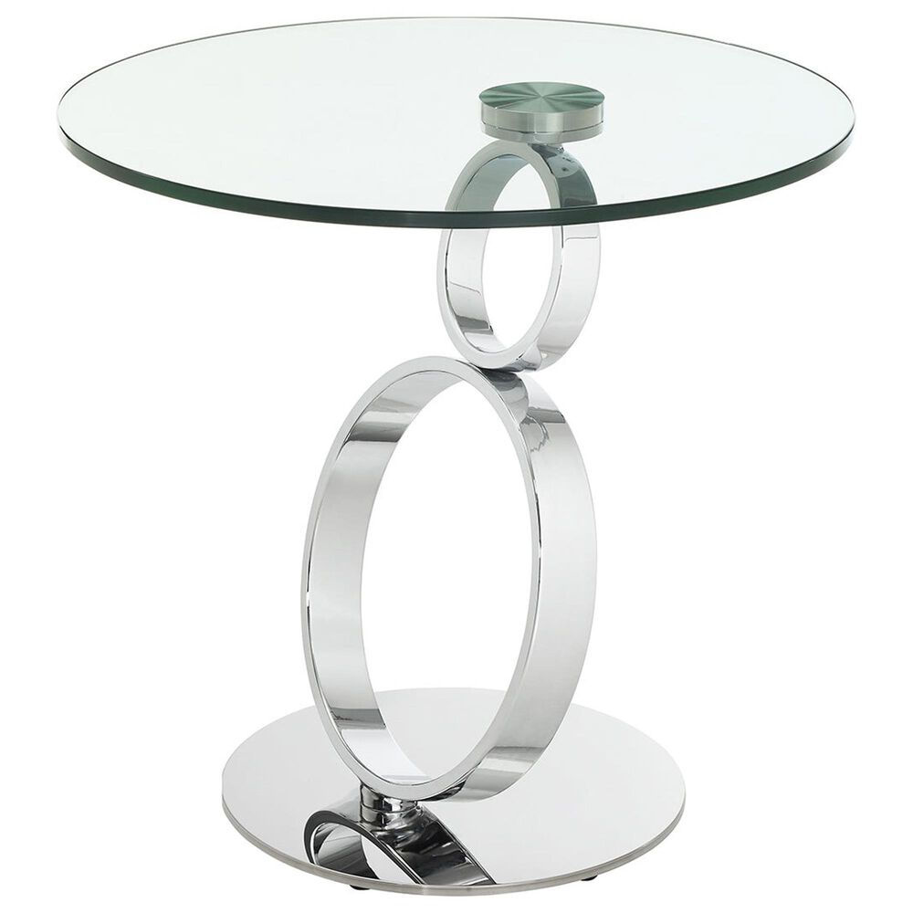 Casana Satellite End Table in Chrome and Clear, , large