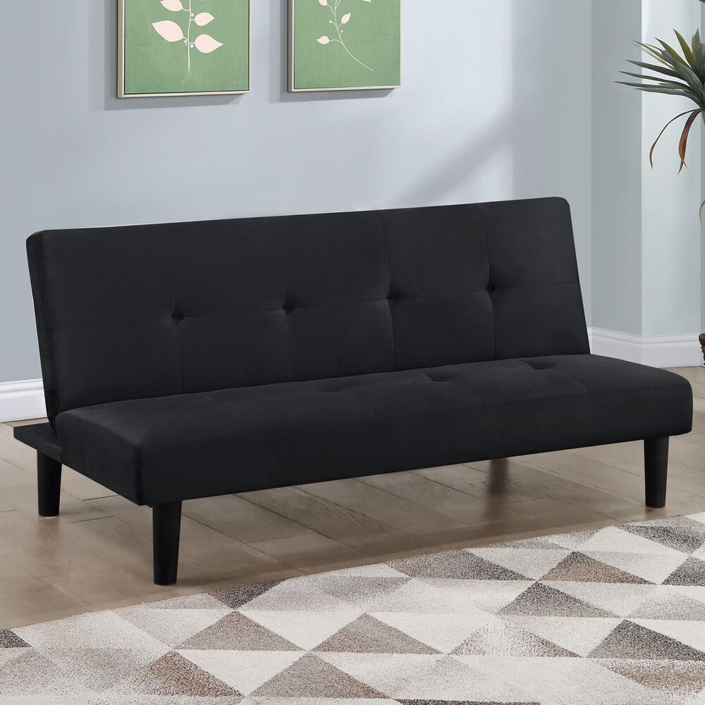 Pacific Landing Stanford Push Back Convertible Sofa Bed in Black, , large