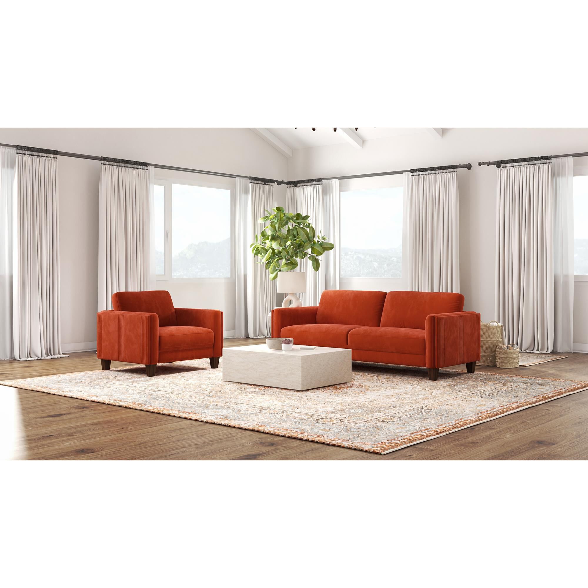 37B Sofa in Burnt Orange Velvet NFM