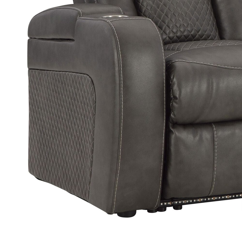Ashley Fyne-Dyme Power Reclining Sofa in Shadow, , large