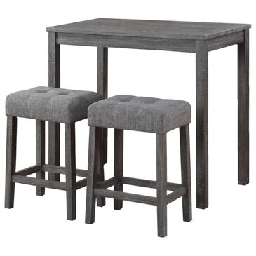 Hearth and Haven Lux 3-Piece Pub Table Set in Gray, , large