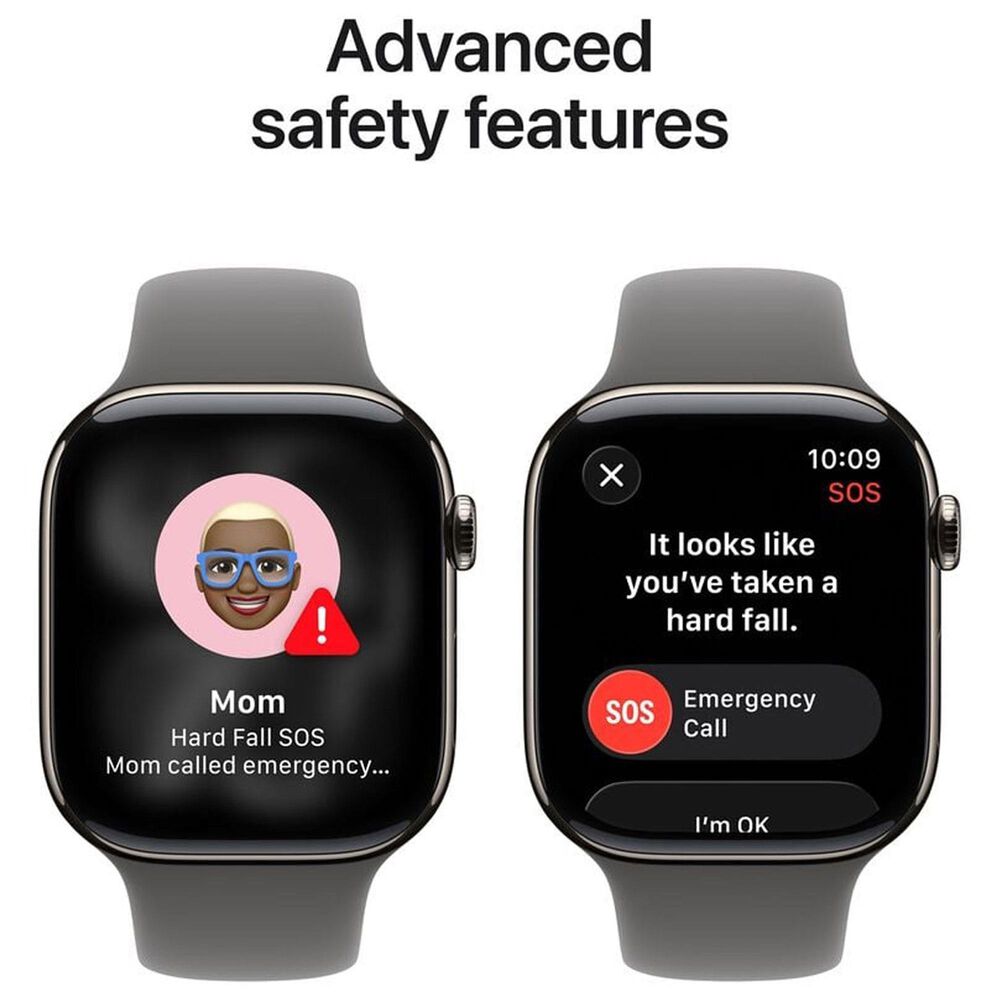 Apple Watch Series 11 (GPS+Cellular) 46mm Titanium Case with Stone Gray Sport Band - M/L in Natural and 2-Year AppleCare+, , large