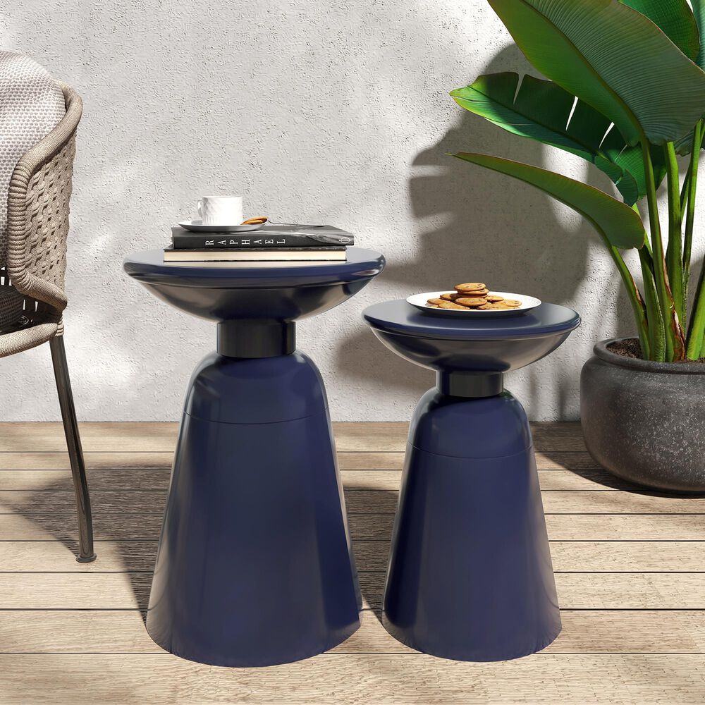 Hearth and Haven Serenita Patio Side Tables in Navy Blue &#40;Set of 2&#41;, , large