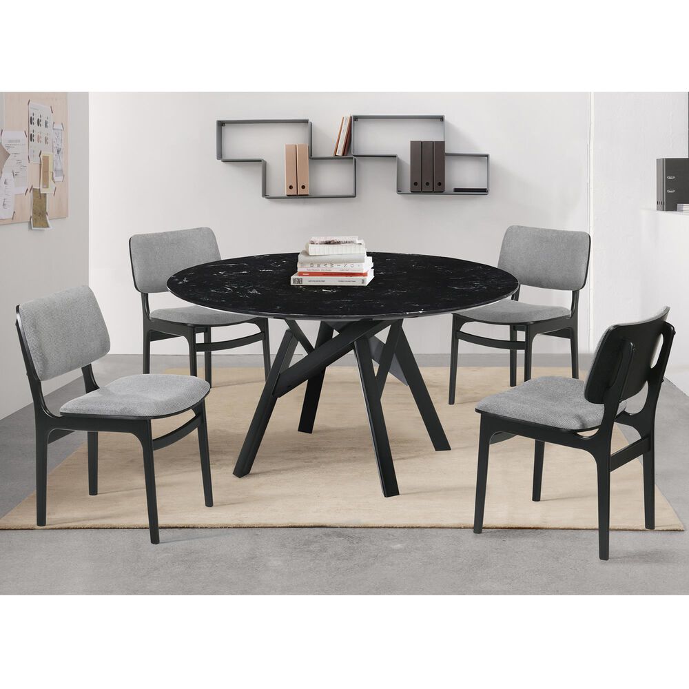 Blue River Venus and Lima 5-Piece Dining Set with Gray Cushion in Black, , large