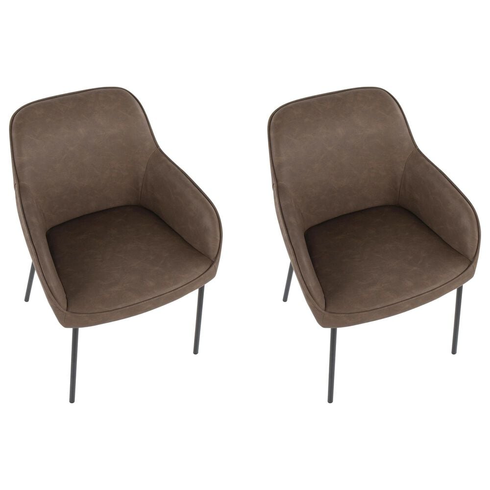 LumiSource Daniella Arm Chair with Espresso Faux Leather Cushion in Black (Set of 2), , large
