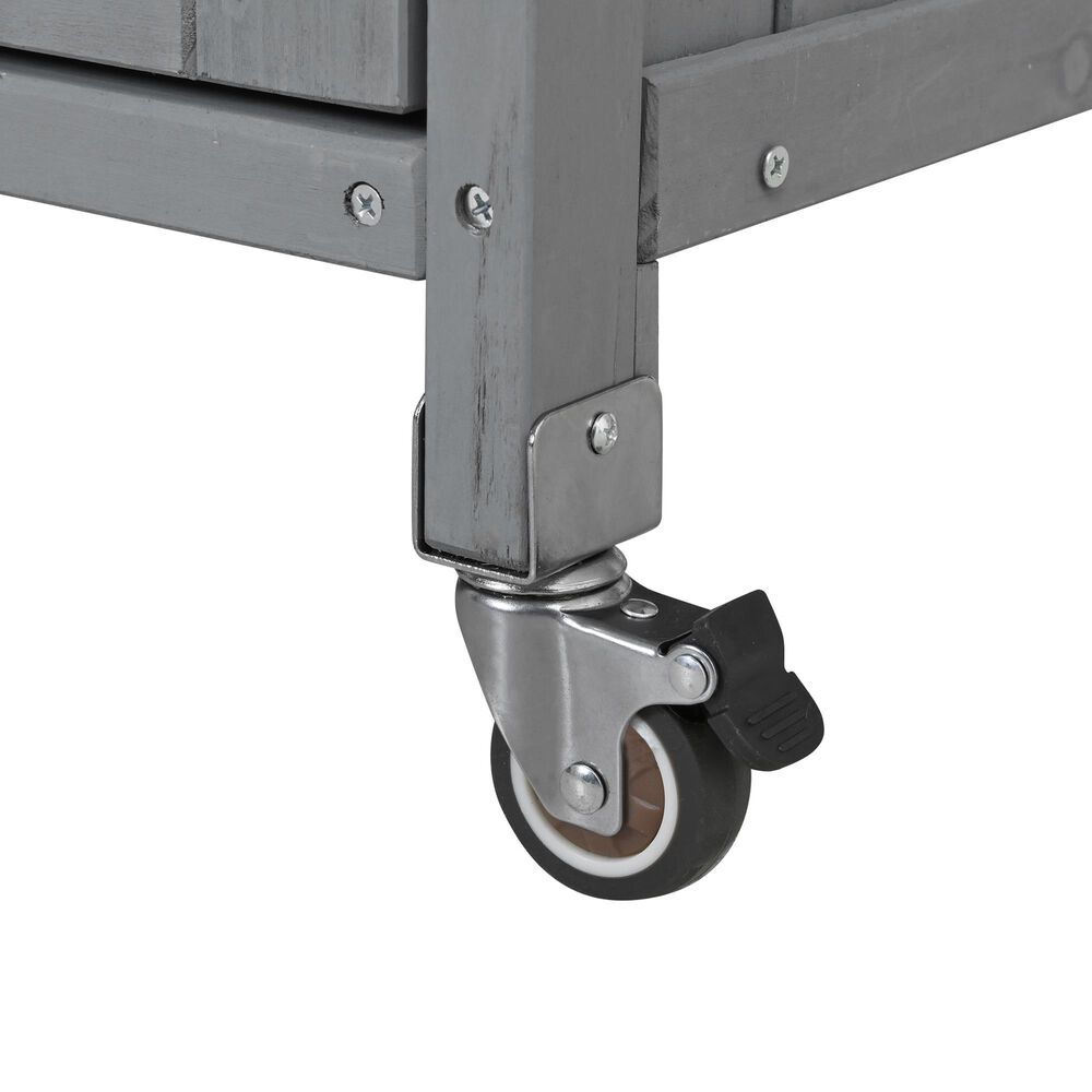 Hearth and Haven Outdoor Kitchen Island Cart with Adjustable Shelves and Stainless Steel Top in Gray, , large