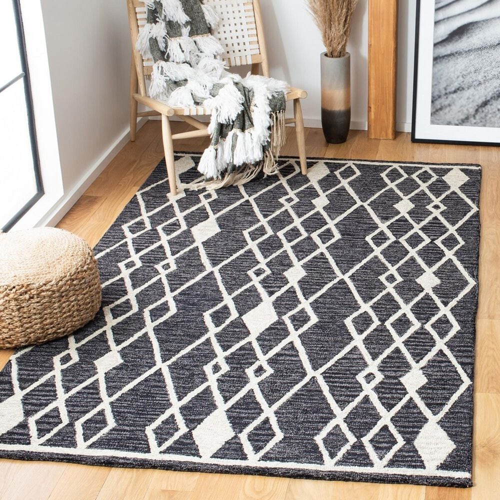 Safavieh Micro-Loop MLP157H 3&#39; x 5&#39; Charcoal and Ivory Area Rug, , large