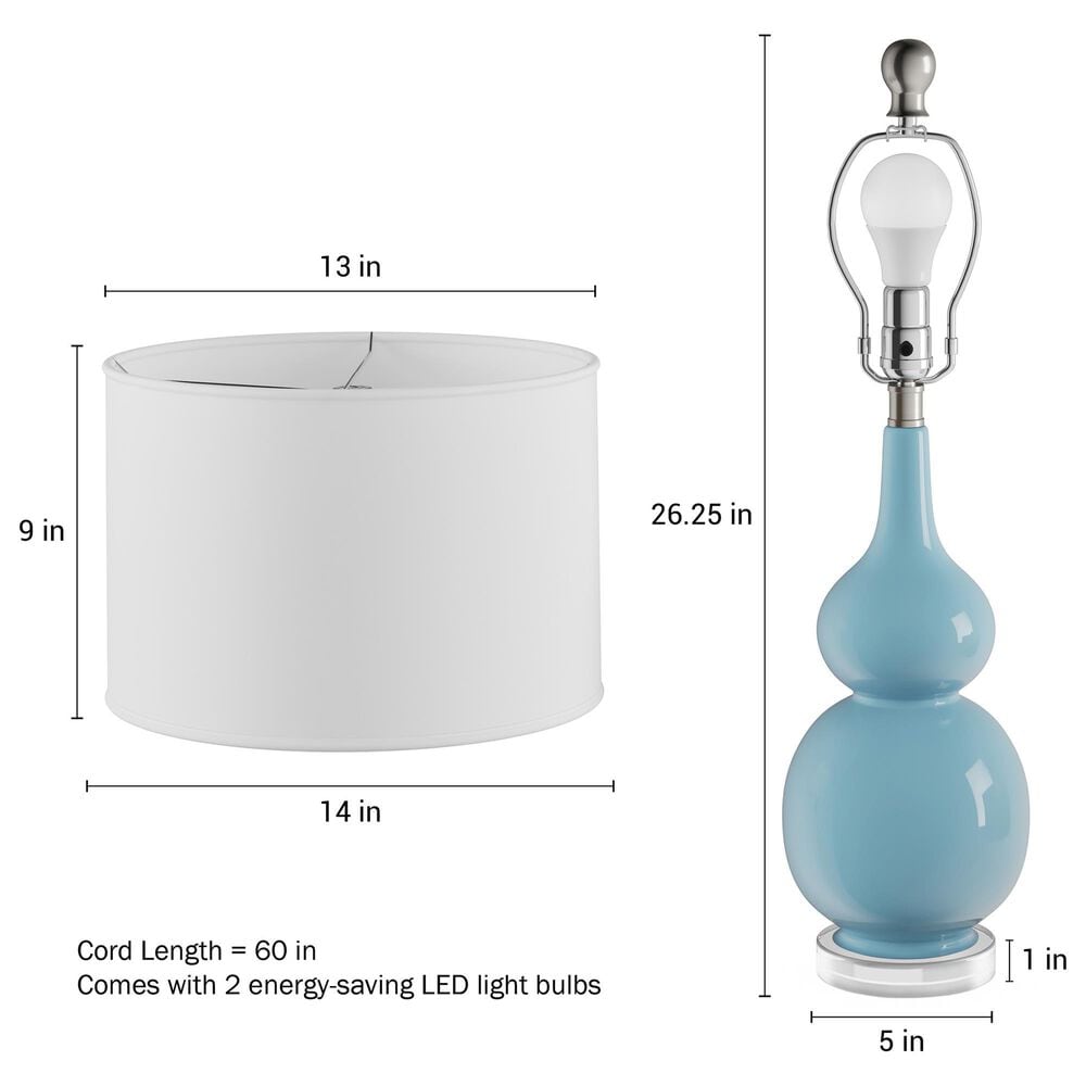 Timberlake Double Gourd Vintage Table Lamp in Spa Blue and Clear (Set of 2), , large