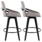 LumiSource Cosmo 26" Swivel Counter Stool with Grey Upholstery in Black (Set of 2), , large