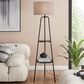 Lite Source Patterson Floor Lamp with Shelves in Black, , large