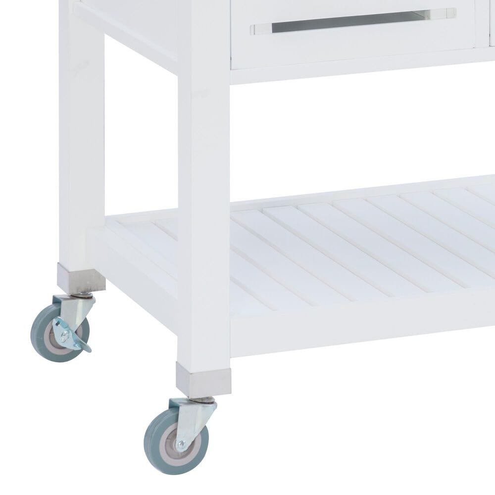 Linon Home Decor Robbin Kitchen Cart in White and Stainless Steel, , large
