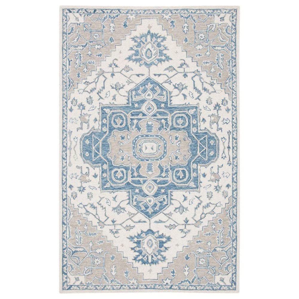 Safavieh Micro-Loop MLP213M 2"3" x 9" Ivory and Blue Runner, , large