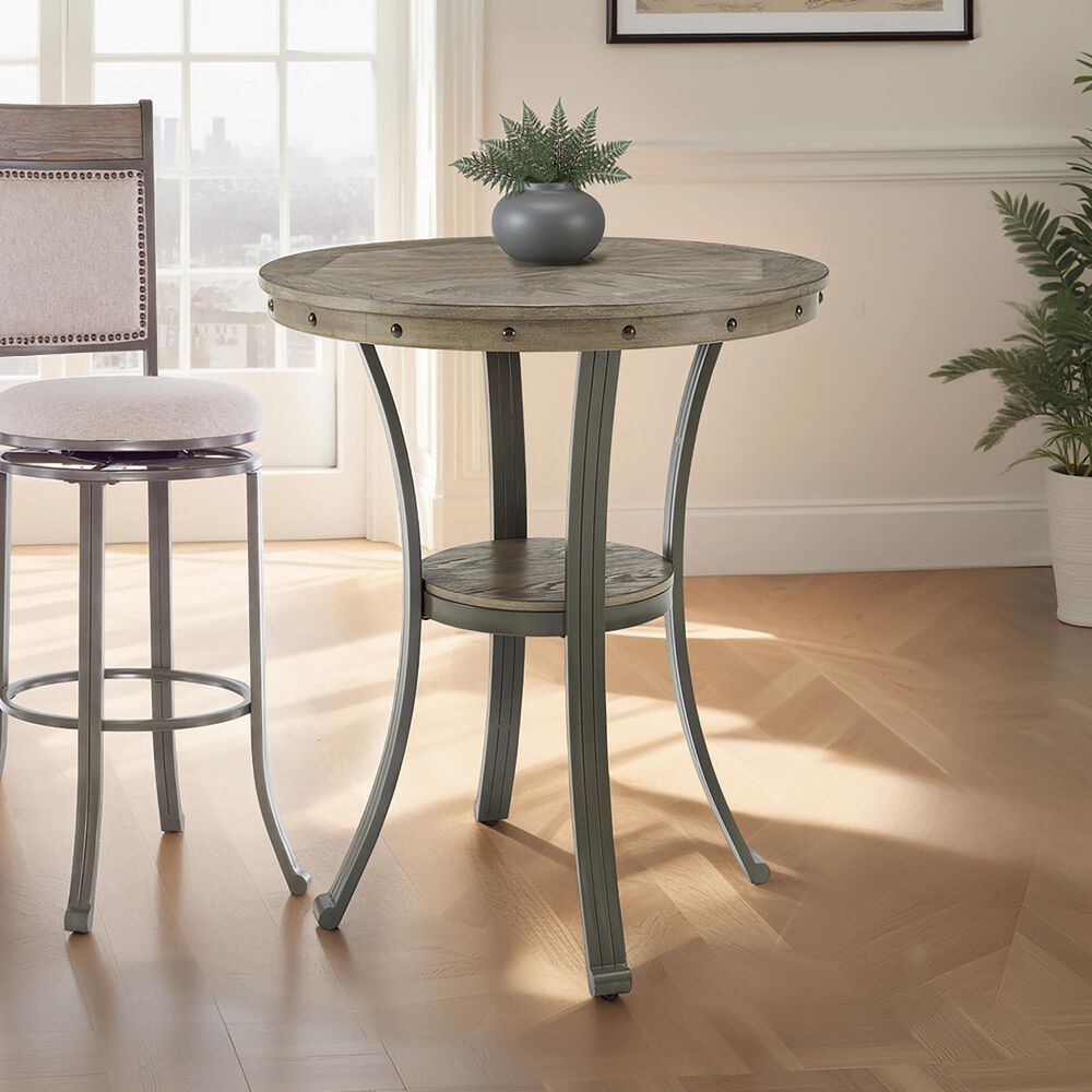Linon Home Decor Franklin Bar Height Pub Table in Pewter and Grey Wash - Table Only, , large