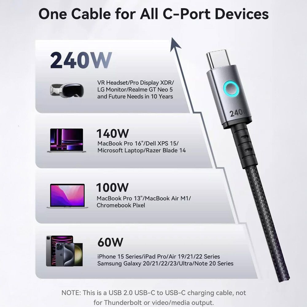 INUI Leopard 240W Magnetic Fast Charging Cable in Black, , large