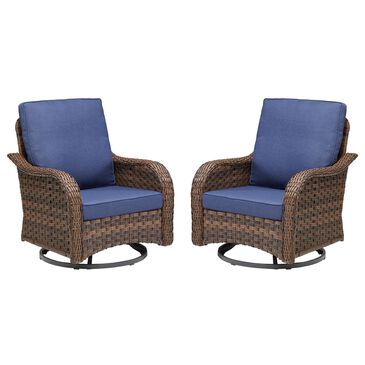 Hearth and Haven Outdoor High-Back Swivel Rocker Glider in Blue (Set of 2), , large