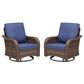 Hearth and Haven Outdoor High-Back Swivel Rocker Glider in Blue (Set of 2), , large