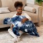 Jaxx Shelly The Turtle Sea Buddy Large Kids Stuffed Animal Bean Bag in Tie-Dye Blue Print, , large