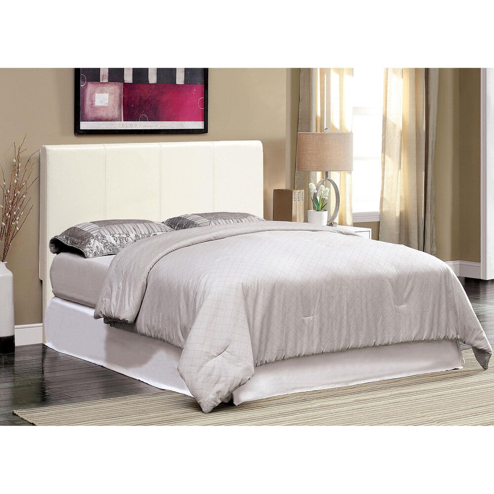 Furniture of America Tucker Queen Upholstered Bed in White, , large