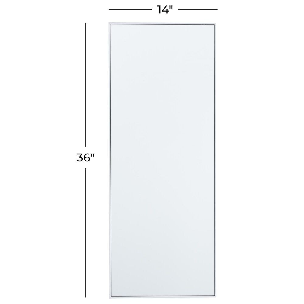 Maple and Jade 36&quot; x 14&quot; Rectangular Wood Wall Mirror with Thin Frame in White, , large