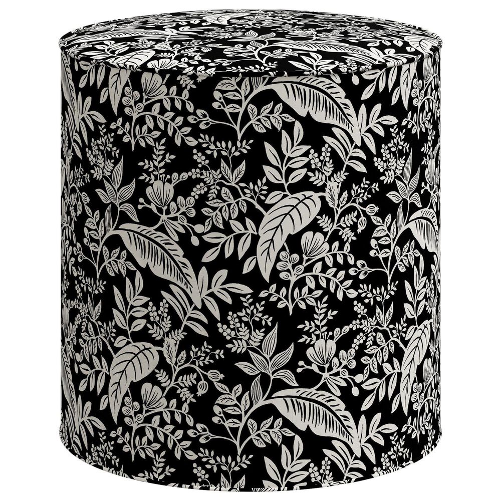 Rifle Paper Co Crafted by Cloth and Company Billie Ottoman in Canopy Black/Cream, , large