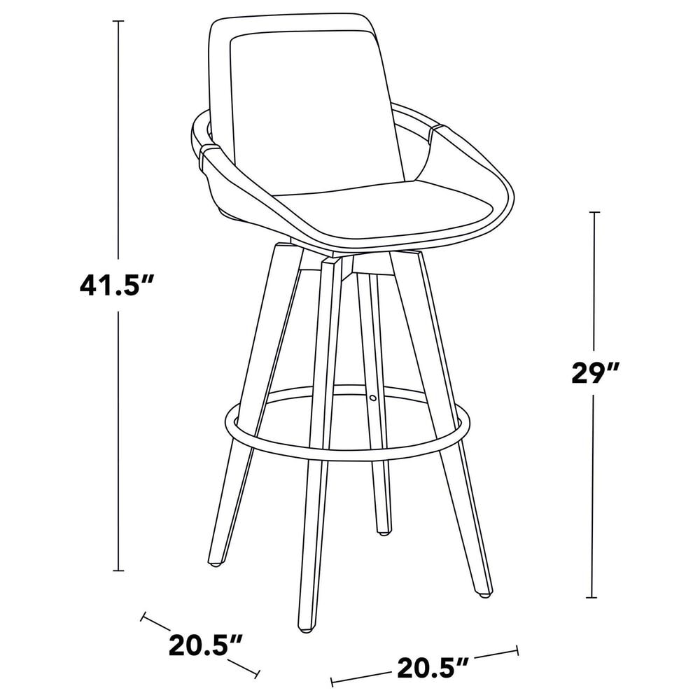 Lumisource Cosmo Swivel Barstool with Grey Noise Cushion in Walnut and Black, , large