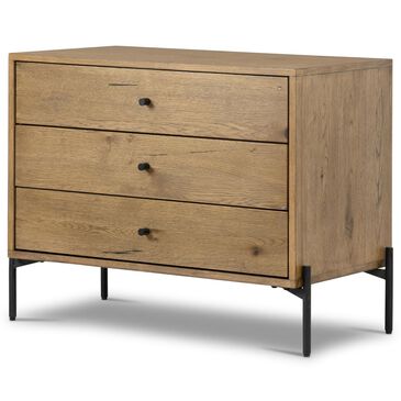 Four Hands Eaton 3-Drawer Large Nightstand in Amber Oak and Dark Gunmetal, , large