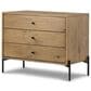 Four Hands Eaton 3-Drawer Large Nightstand in Amber Oak and Dark Gunmetal, , large