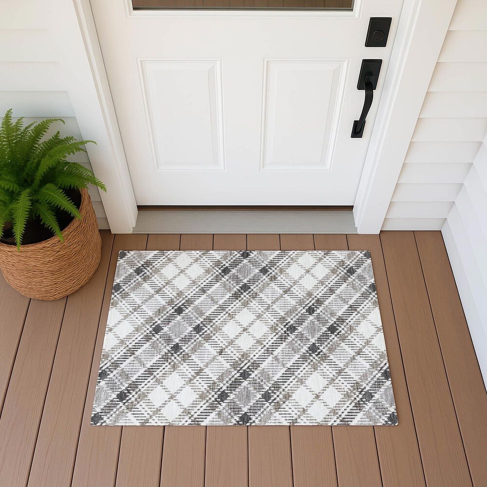 Dalyn Rug Company Soft Essentials Plaid Putty 2'6" x 3'10" Indoor/Outdoor Area Rug, , large