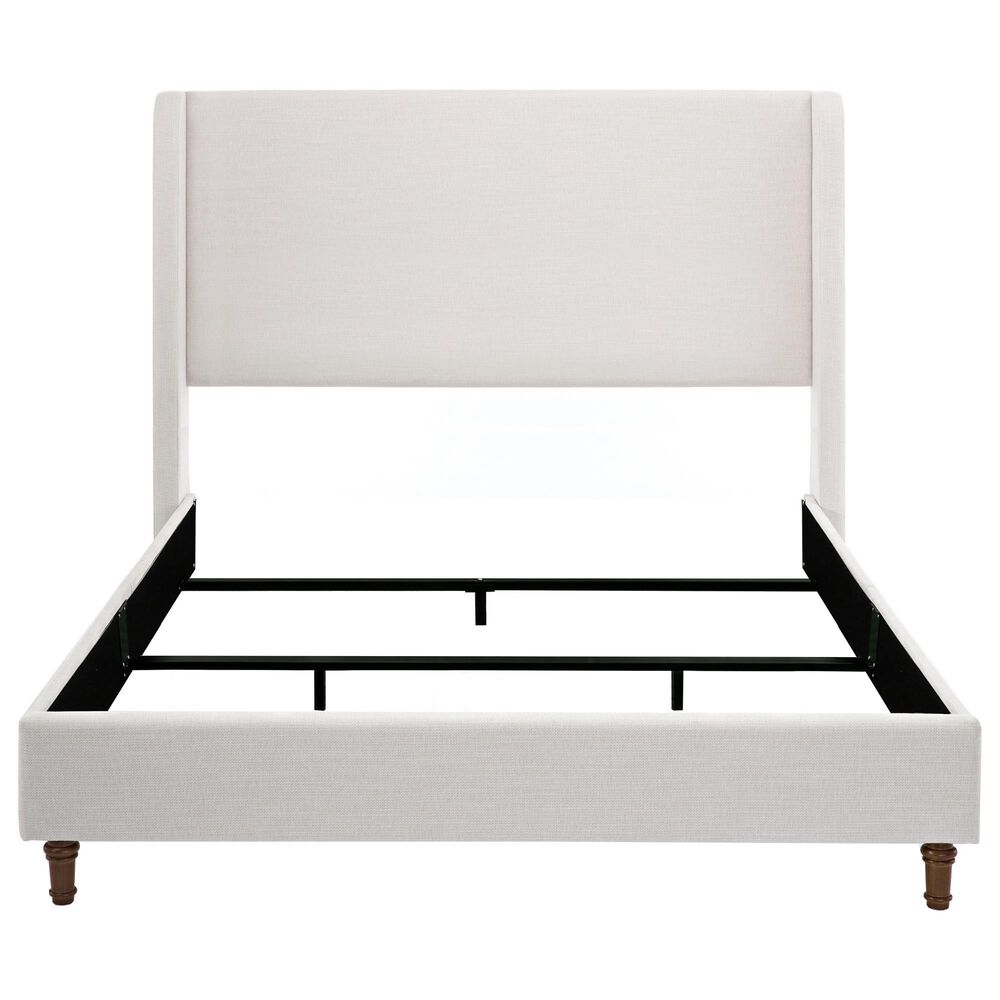 Hearth and Haven Hayden Queen Panel Bed with Ivory Upholstery in Walnut, , large
