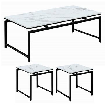 Pacific Landing 3-Piece Table Set in White Faux Marble, , large