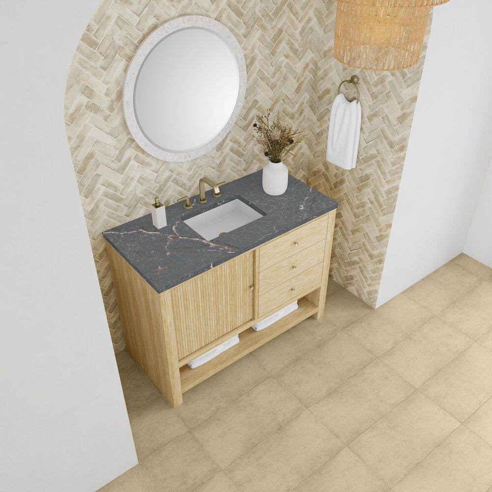 James Martin Vanities Marigot Single 48&quot; Single Vanity in Sun-washed Oak with 3 cm Parisien Bleu Quartz Top, , large